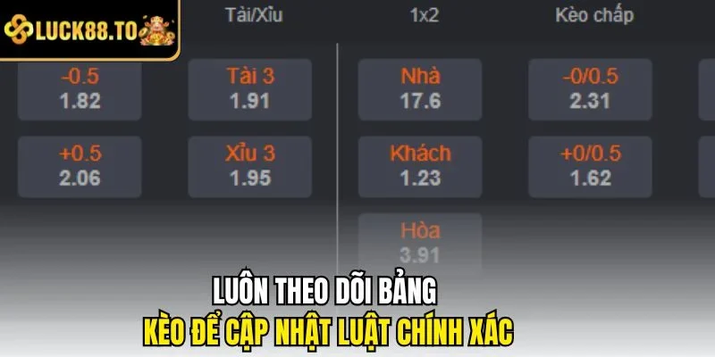 Luôn theo dõi bảng kèo để cập nhật luật chính xác